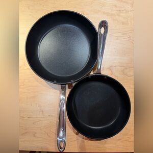 Two All Clad Nonstick Skillets